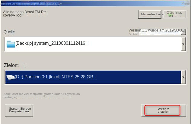 Starten Sie die Systemwiederherstellung
