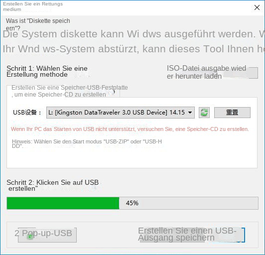 Schritte zum Erstellen einer Rettungsdiskette