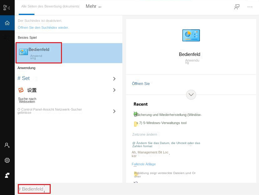 Gehen Sie zur Anwendung „Systemsteuerung“.