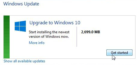 Starten Sie das Upgrade auf Windows 10