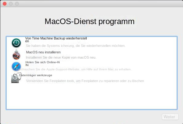 macOS-Dienstprogramme-Menü