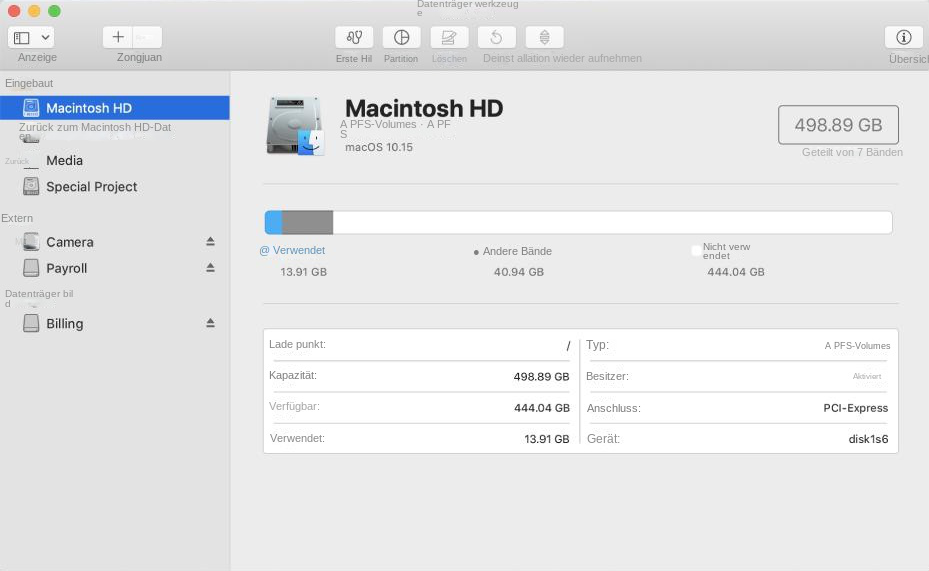 Mac-Festplatten-Dienstprogramm
