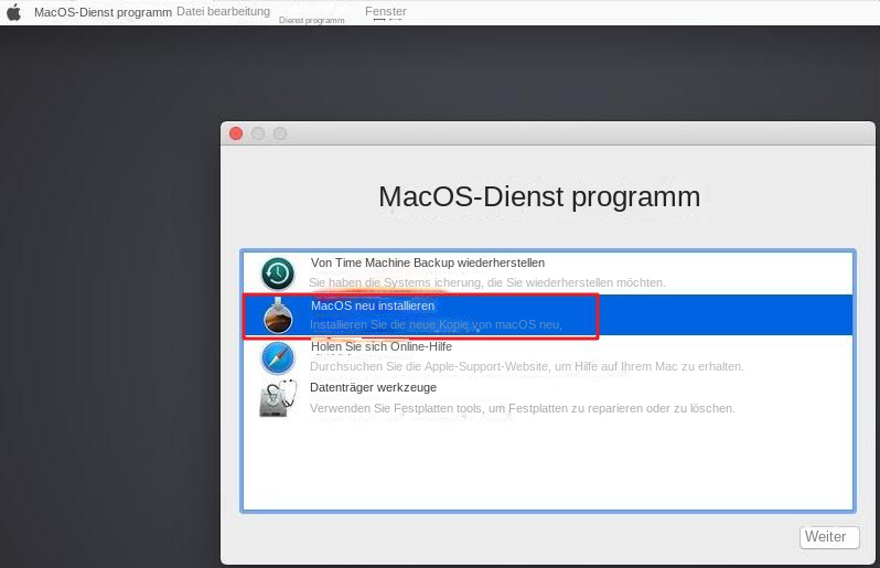 macOS-Dienstprogramme installieren macOS neu