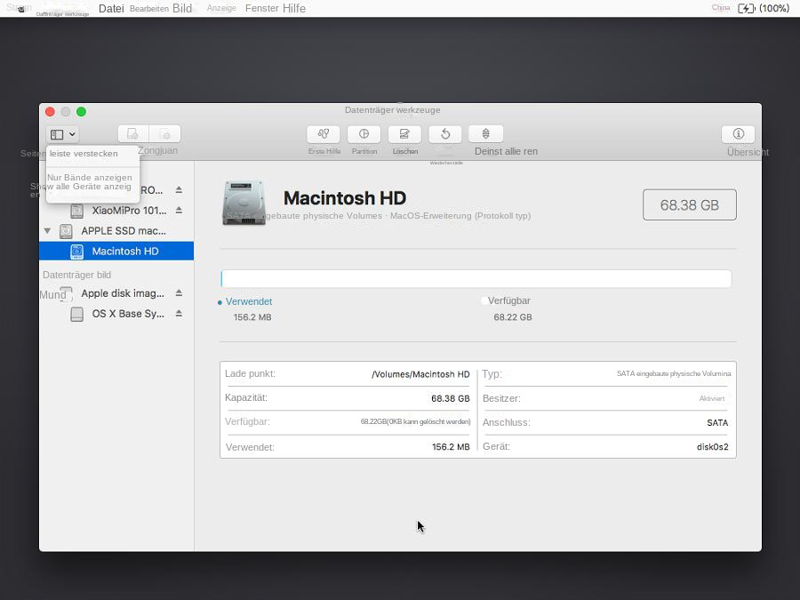 Mac zeigt alle Festplatten an