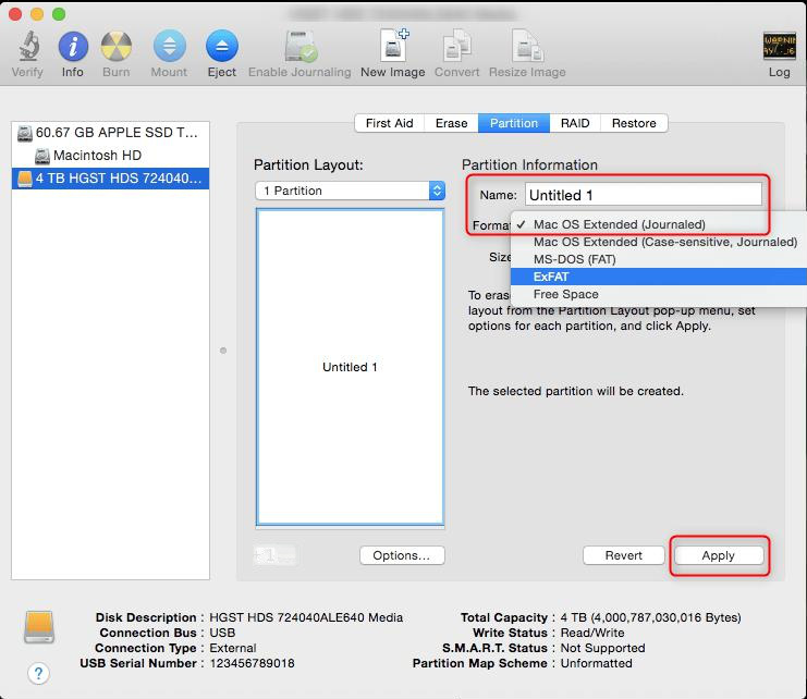 Mac-Festplatte formatieren – Dateisystem auswählen