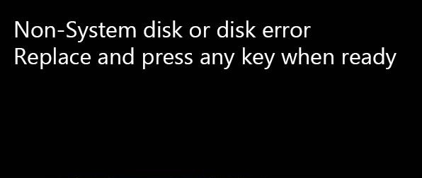 Beim Starten des Computers wird angezeigt, dass es sich nicht um eine Systemfestplatte oder einen Festplattenfehler handelt