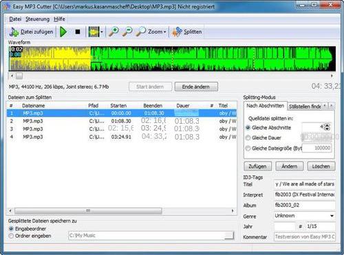 Einfache MP3-Cutter-Musikbearbeitungssoftware