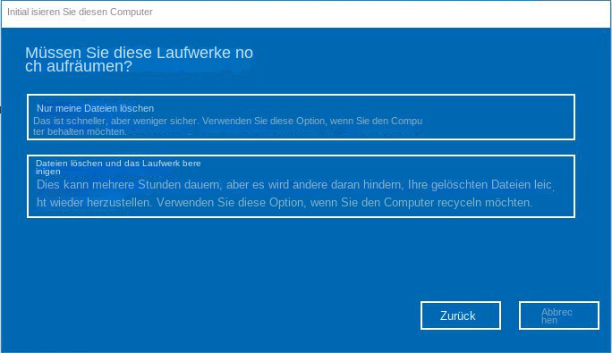 Windows 10 löscht alle Laufwerksdateien