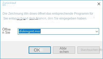 Öffnen Sie die Datenträgerverwaltung