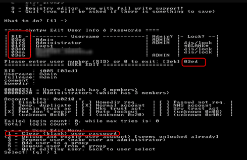 Offline-NT-Passwort- und Registrierungseditor (Chntpw)