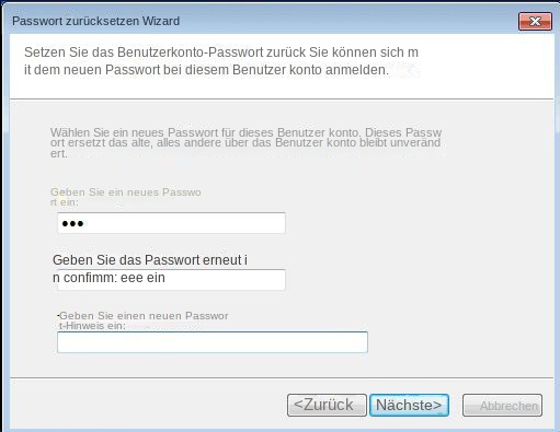 Windows-Assistent zum Zurücksetzen von Passwörtern