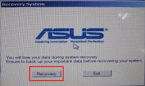 Geben Sie die ASUS-Wiederherstellungspartition ein