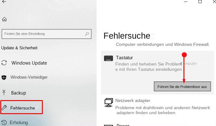 So führen Sie die Tastatur-Fehlerbehebung in Windows 10 aus