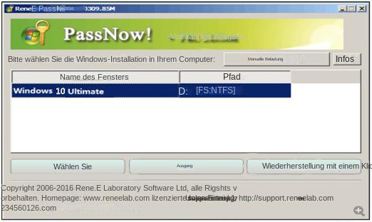 Wählen Sie das Ziel-Windows-System in der Liste aus