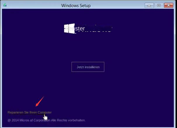 Der Windows-Setup-Bildschirm repariert Ihren Computer