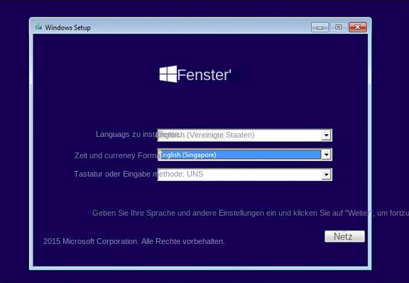 Windows-Setup-Bildschirm