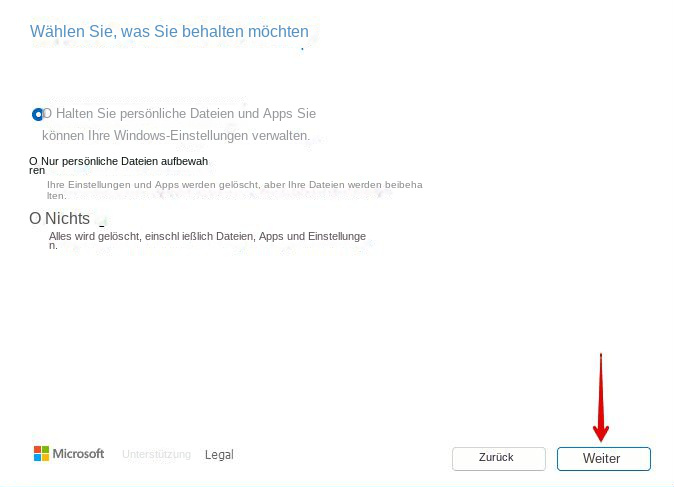 persönliche dateien behalten windows 11 installieren