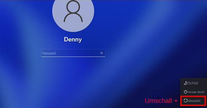 windows 11 Anmeldebildschirm umschalten und neu starten
