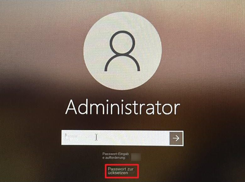 Windows 10 Anmeldebildschirm Passwort zurücksetzen Option