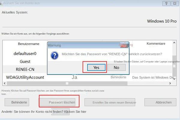 Passwort löschen windows 10