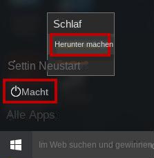 den PC herunterfahren