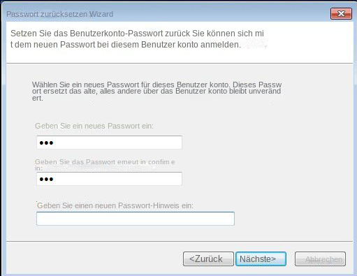 Windows-Assistent zum Zurücksetzen von Passwörtern