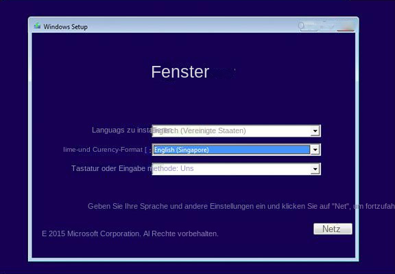 Windows-Setup-Bildschirm