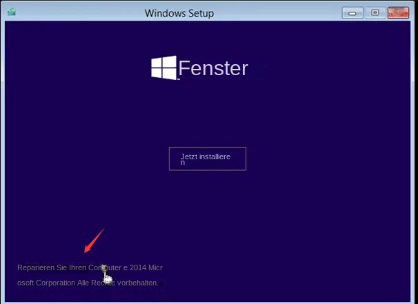 Windows Setup-Bildschirm Computer reparieren
