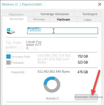 Windows führt ein Dienstprogramm zur Datenträgerbereinigung aus