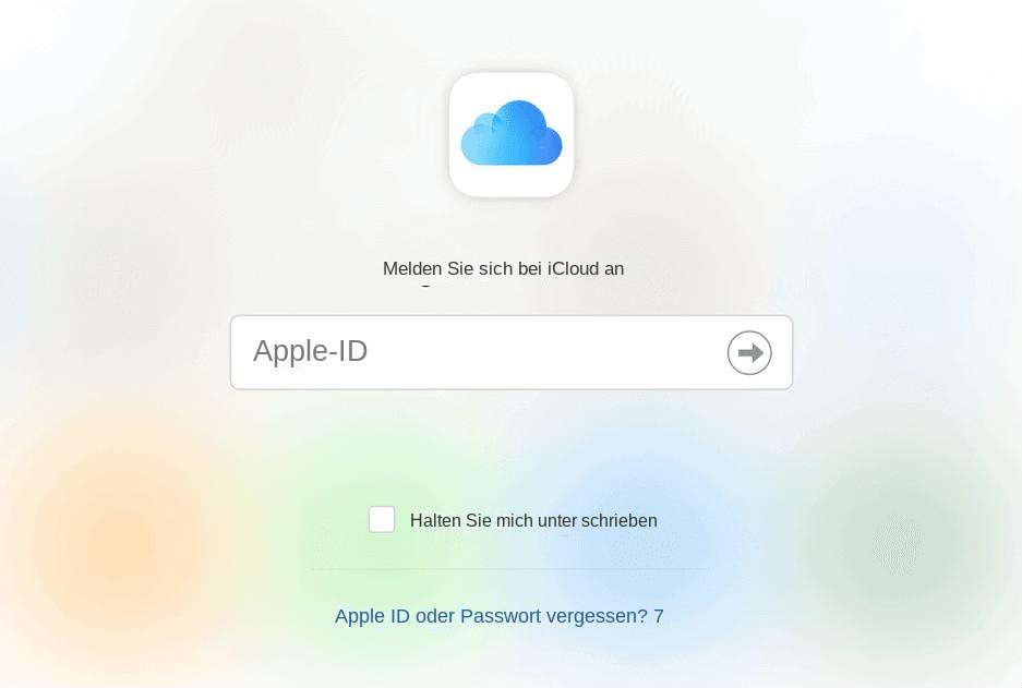 Anmeldung iCloud