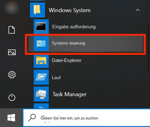 Systemsteuerung in Windows 10 öffnen