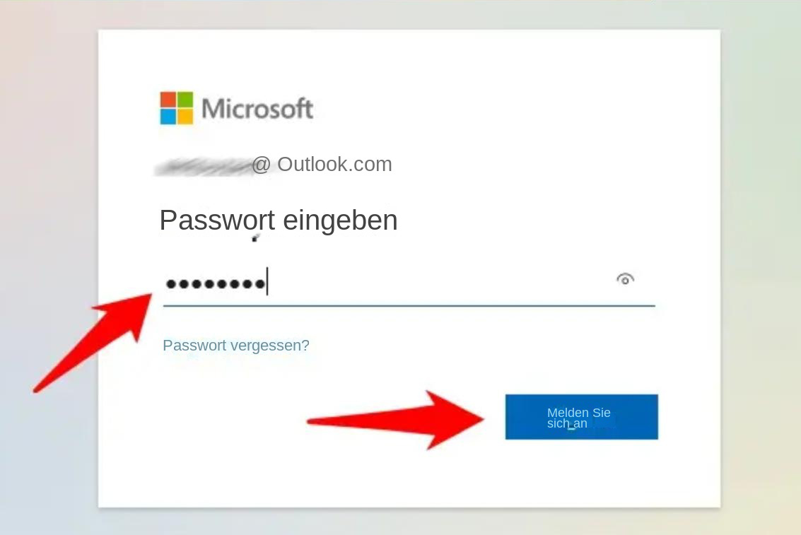 Microsoft-Konto/Outlook-Anmeldedialog