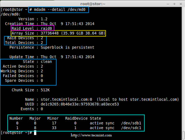 Erstellen von Software-RAID0 (Stripe) auf "zwei Geräten" mit dem Tool "mdadm" unter Linux