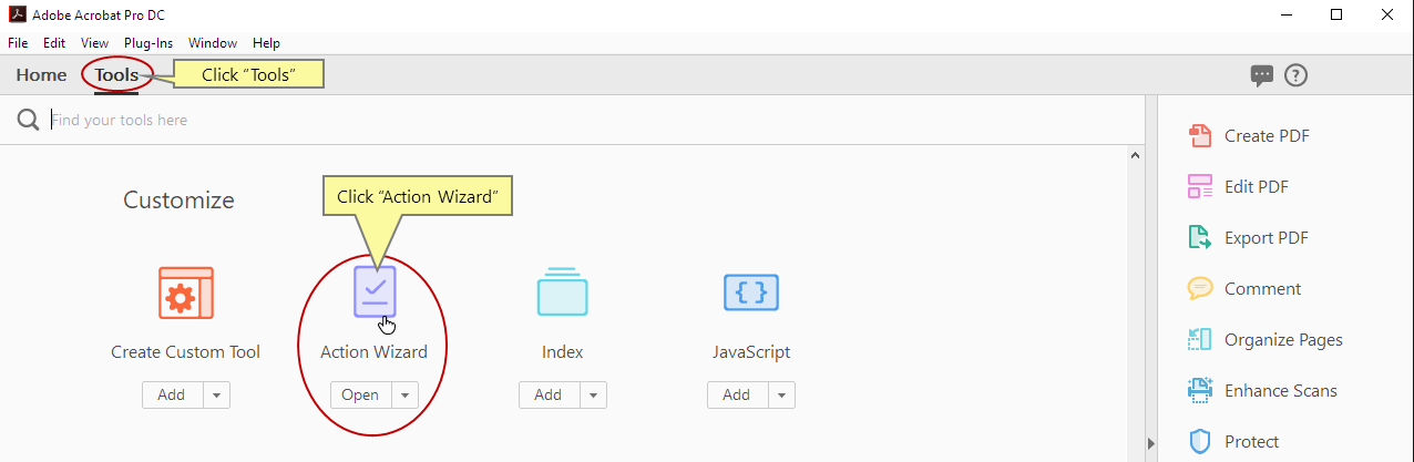 Aktions-Assistenten starten