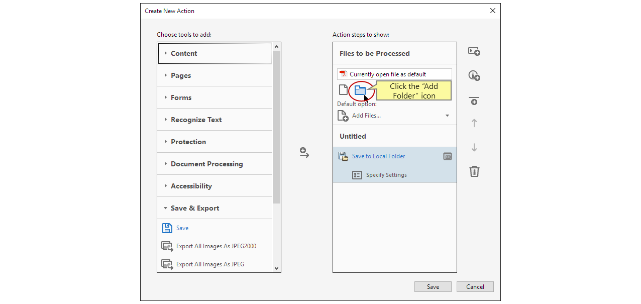 Auf das Ordner-hinzufügen-Symbol klicken
