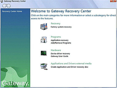 Gateway Recovery Center, um einen Gateway Laptop auf Werkseinstellungen zurückzusetzen