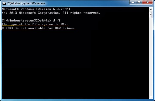 CHKDSK ist für RAW-Laufwerke nicht verfügbar