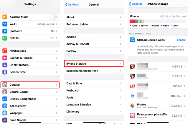 iphone-Speicher vor der Aktualisierung auf ios 13 überprüfen