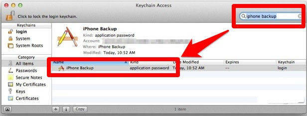 iphone backup im schlüsselbund finden zugriff