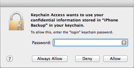 itunes backup assword im Schlüsselbundzugriff anzeigen