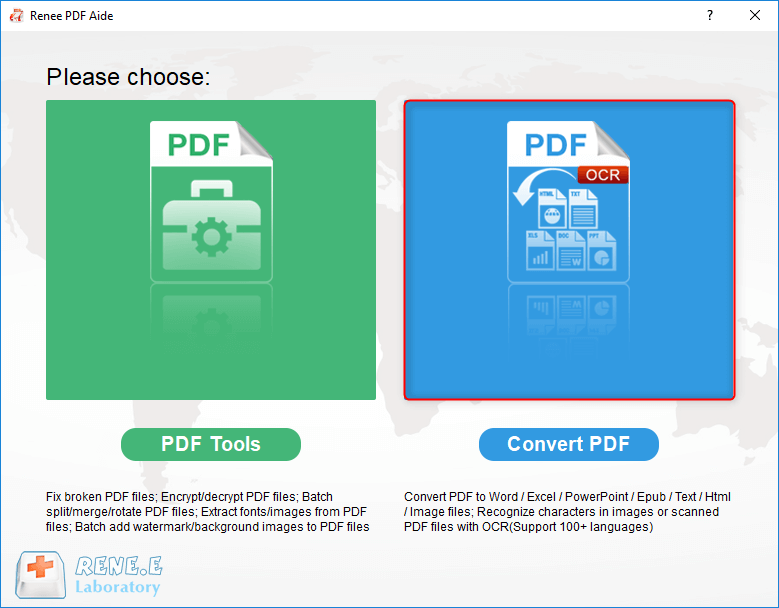 auswählen, um pdf mit renee pdf converter zu konvertieren