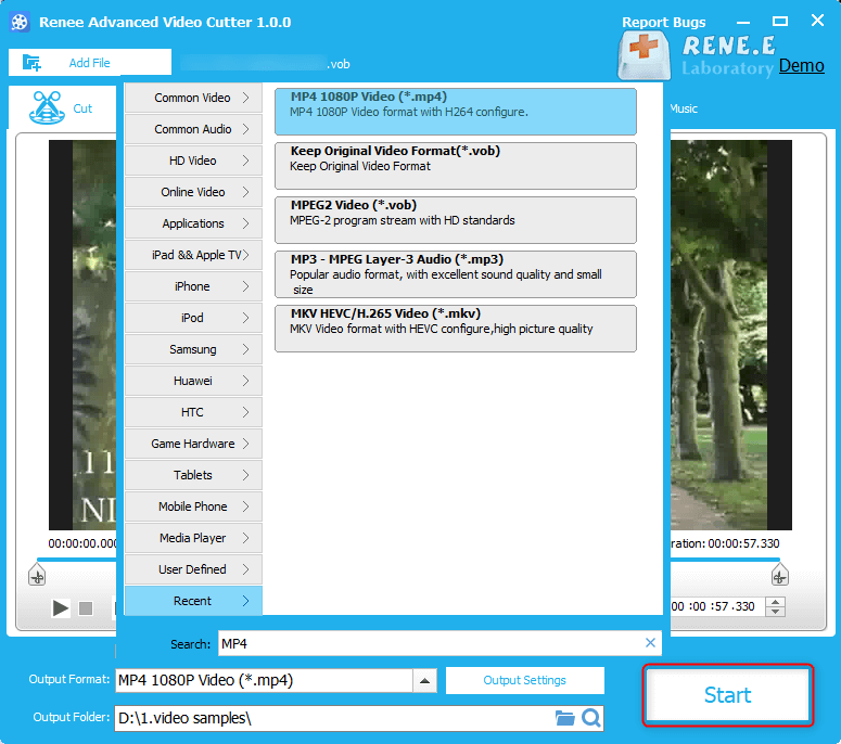 wie konvertiert man vob in mp4 mit renee advanced converter
