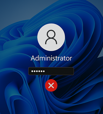 Windows 11-Anmeldebildschirm mit Fehlermeldung für falsches Passwort