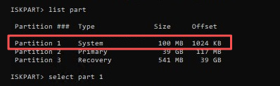 EFI-Partition auswählen
