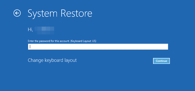 Windows-Passwortabfrage während der System umziehen in WinRE