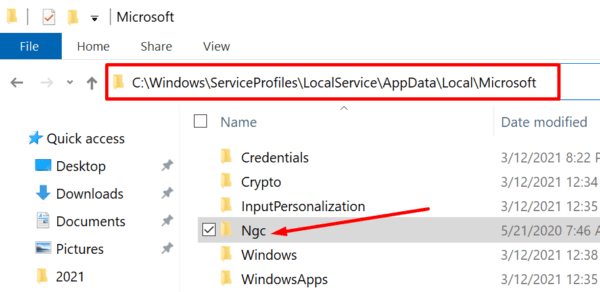 ngc-Ordner in Windows