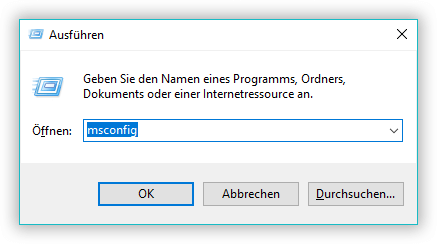 Befehl msconfig eingeben