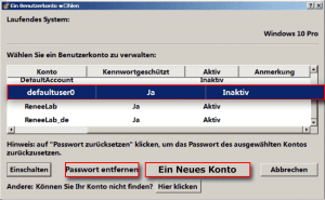 Windows 10 Passwort entfernen