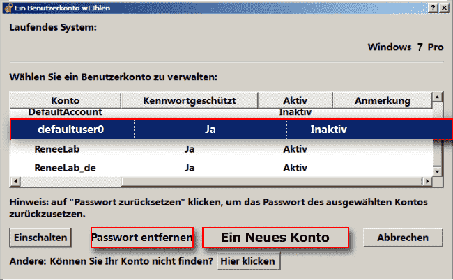 Windows Passwort entfernen