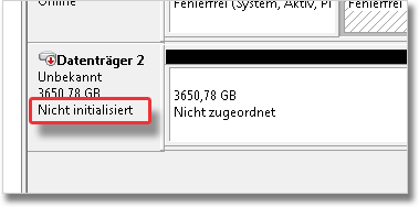 Platte nicht initialisiert
